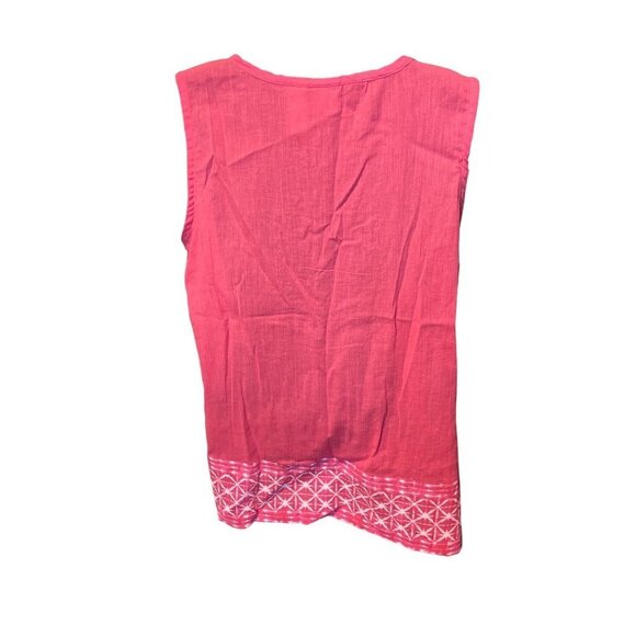 Caribbean Joe Pink Sleeveless Tunic Style Cotton Blouse Sz L - Picture 2 of 9